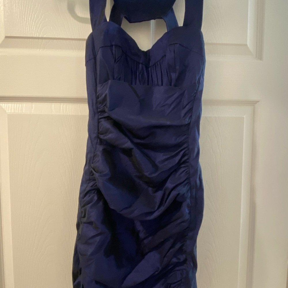 Elegant Navy Blue Ruched Dress
